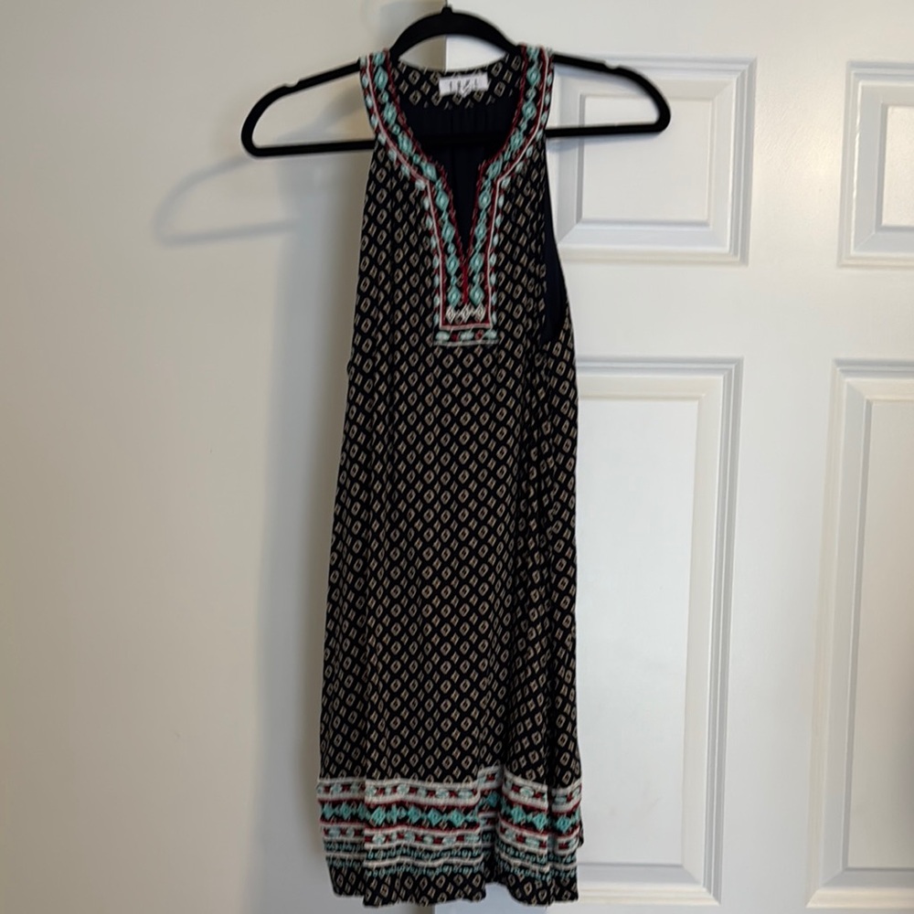 THML Blue and White Halter Midi Sundress